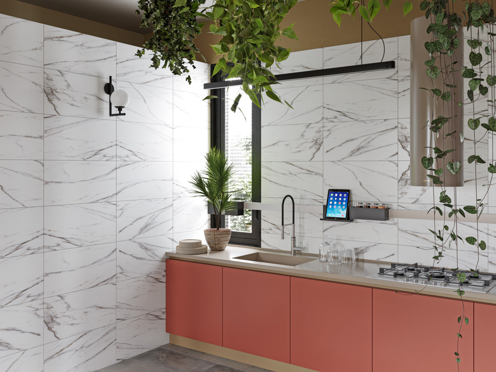 Кварцвиниловый SPC ламинат Cronafloor Stone Терра Бьянко XJ87015-4 600×300×4 фото в интерьере